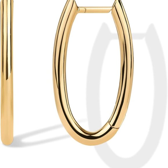 Jewelry - 14K Gold Plated Silver Hoop Earrings Geometric U-Shaped Triangle Women